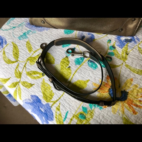 Coach Metallic Leather Rhyder Satchel - Brass - Picture 7 of 8